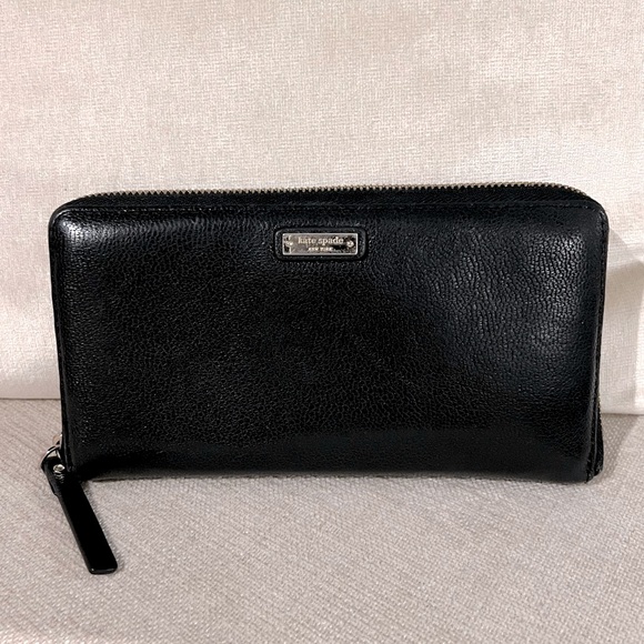 Kate Spade Continental Zip-around Black Leather Wallet - Picture 1 of 13